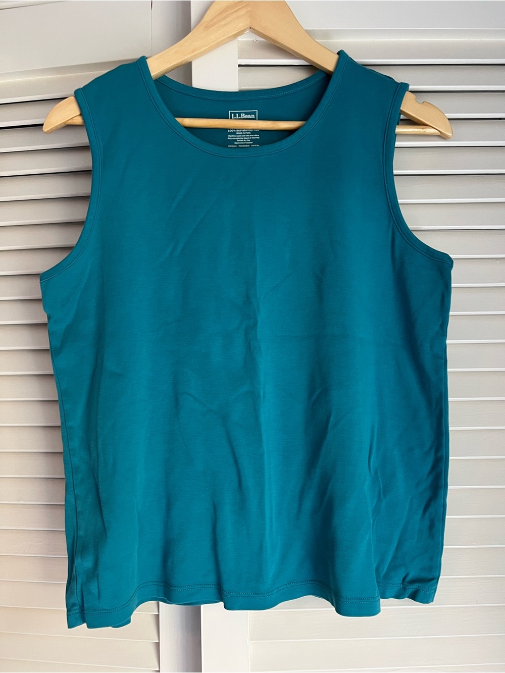 L.L.Bean Women’s Supima Cotton Tank Top Teal Size Large Regular